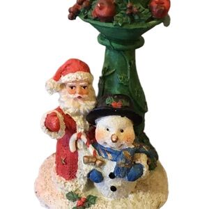 Festive Santa and Snowman Candle Holder